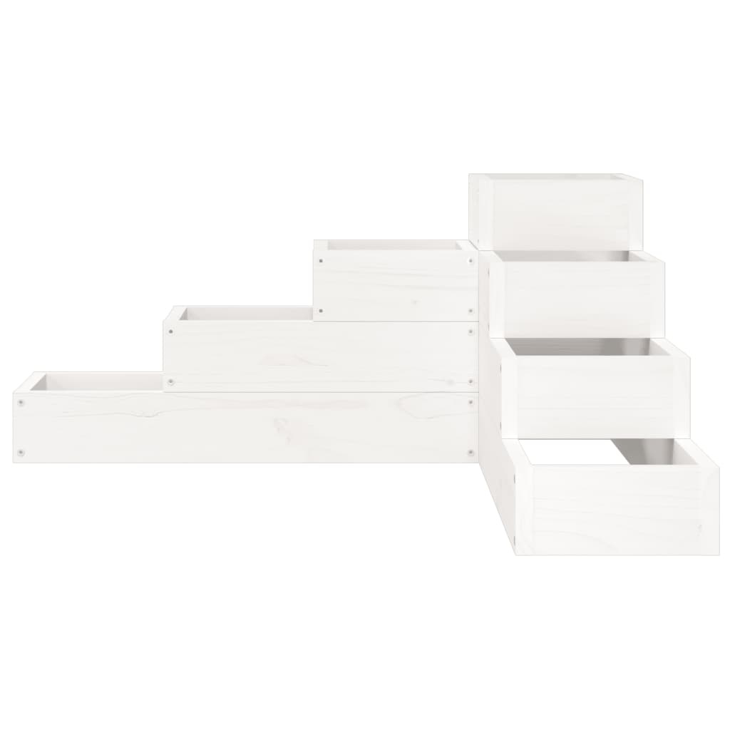 VidaXL Plantenbak 4-laags 80,5x79x36 cm massief grenenhout wit