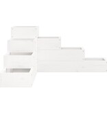 VidaXL Plantenbak 4-laags 80,5x79x36 cm massief grenenhout wit