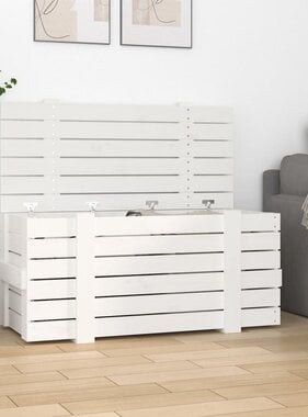 VidaXL Opbergbox 91x40,5x42 cm massief grenenhout wit