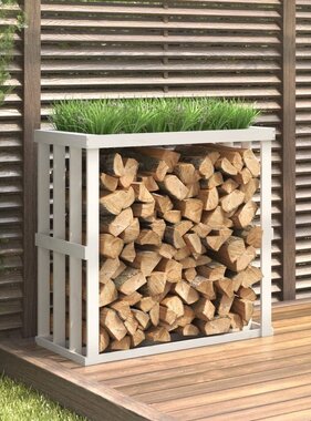 VidaXL Houtblokhouder 108x52x106 cm massief grenenhout wit