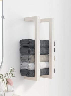VidaXL Handdoekenrek 23x18x60 cm massief grenenhout wit