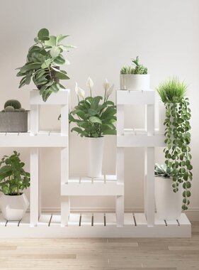 VidaXL Plantenstandaard wit 104,5x25x77,5 cm massief grenenhout