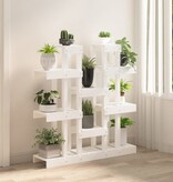 VidaXL Plantenstandaard wit 104,5x25x109,5 cm massief grenenhout