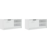 VidaXL Tv-meubels 2 st 80x35x36,5 cm bewerkt hout hoogglans wit