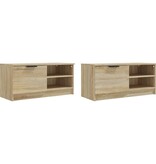 VidaXL Tv-meubels 2 st 80x35x36,5 cm bewerkt hout sonoma eikenkleurig