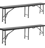 VidaXL Tuinbanken inklapbaar 2 st 180 cm HDPE zwart