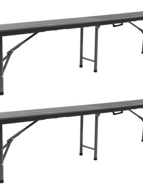 VidaXL Tuinbanken inklapbaar 2 st 180 cm HDPE zwart