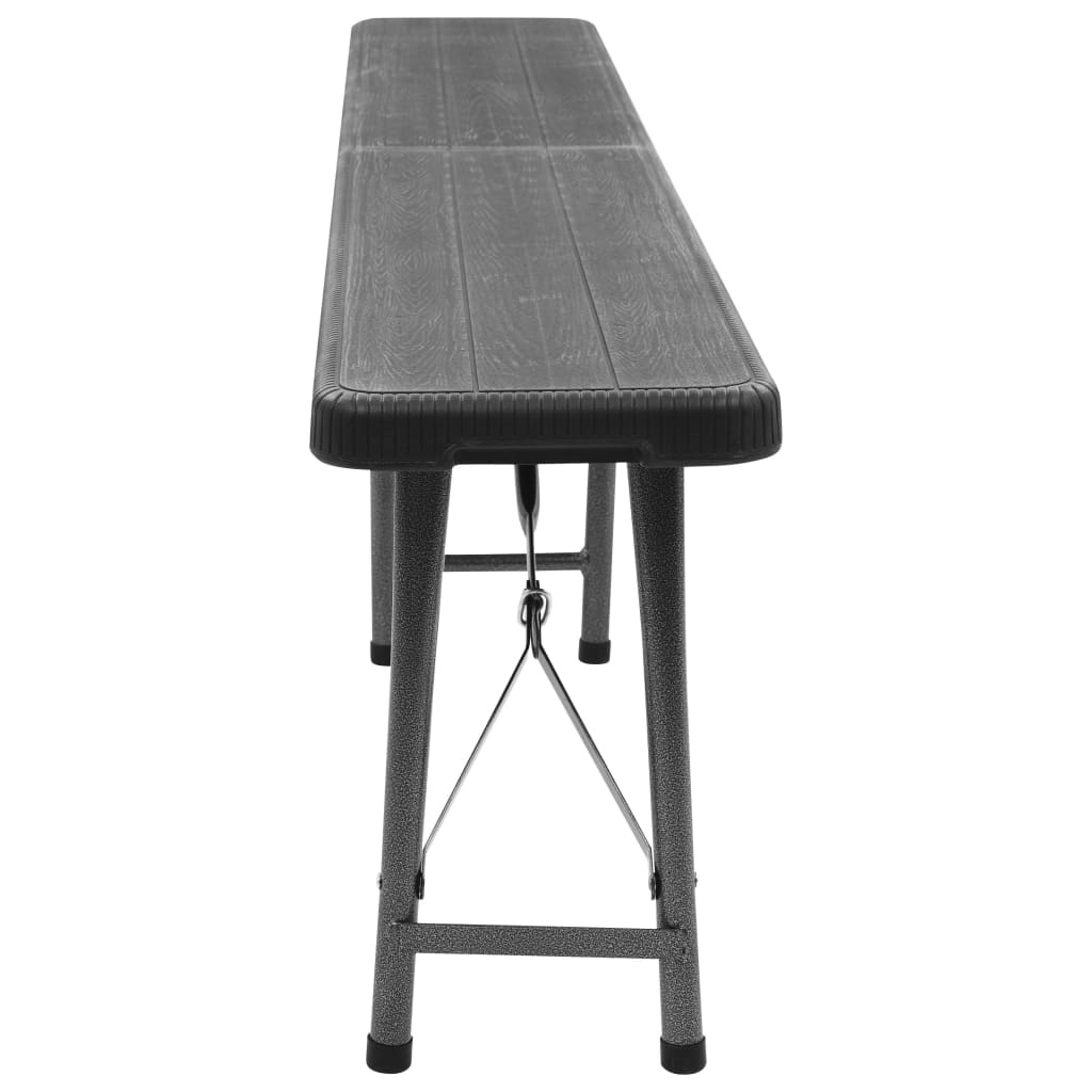 VidaXL Tuinbanken inklapbaar 2 st 180 cm HDPE zwart