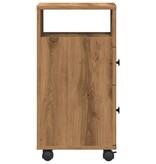VidaXL Badkamerkast smal met wielen bewerkt hout artisanaal eiken
