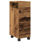 VidaXL Badkamerkast smal met wielen bewerkt hout oud houtkleurig