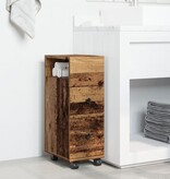 VidaXL Badkamerkast smal met wielen bewerkt hout oud houtkleurig