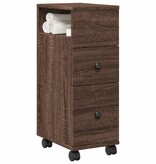 VidaXL Badkamerkast smal met wielen bewerkt hout bruin eikenkleurig