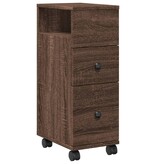 VidaXL Badkamerkast smal met wielen bewerkt hout bruin eikenkleurig