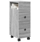 VidaXL Badkamerkast smal met wielen bewerkt hout grijs sonoma eiken