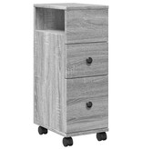 VidaXL Badkamerkast smal met wielen bewerkt hout grijs sonoma eiken
