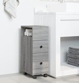 VidaXL Badkamerkast smal met wielen bewerkt hout grijs sonoma eiken