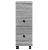 VidaXL Badkamerkast smal met wielen bewerkt hout grijs sonoma eiken