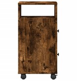 VidaXL Badkamerkast smal met wielen bewerkt hout gerookt eikenkleurig