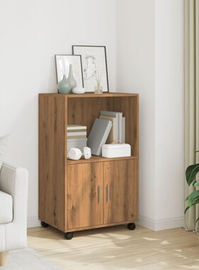 VidaXL Rolkast 55x40x91 cm bewerkt hout artisanaal eikenkleurig