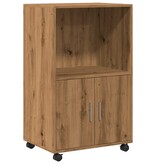 VidaXL Rolkast 55x40x91 cm bewerkt hout artisanaal eikenkleurig