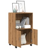 VidaXL Rolkast 55x40x91 cm bewerkt hout artisanaal eikenkleurig