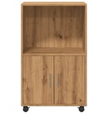 VidaXL Rolkast 55x40x91 cm bewerkt hout artisanaal eikenkleurig