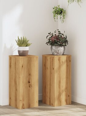 VidaXL Plantenstandaards 2 st 30x30x70 cm hout artisanaal eiken