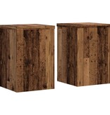 VidaXL Plantenstandaards 2 st 25x25x35 cm bewerkt hout oud houtkleurig
