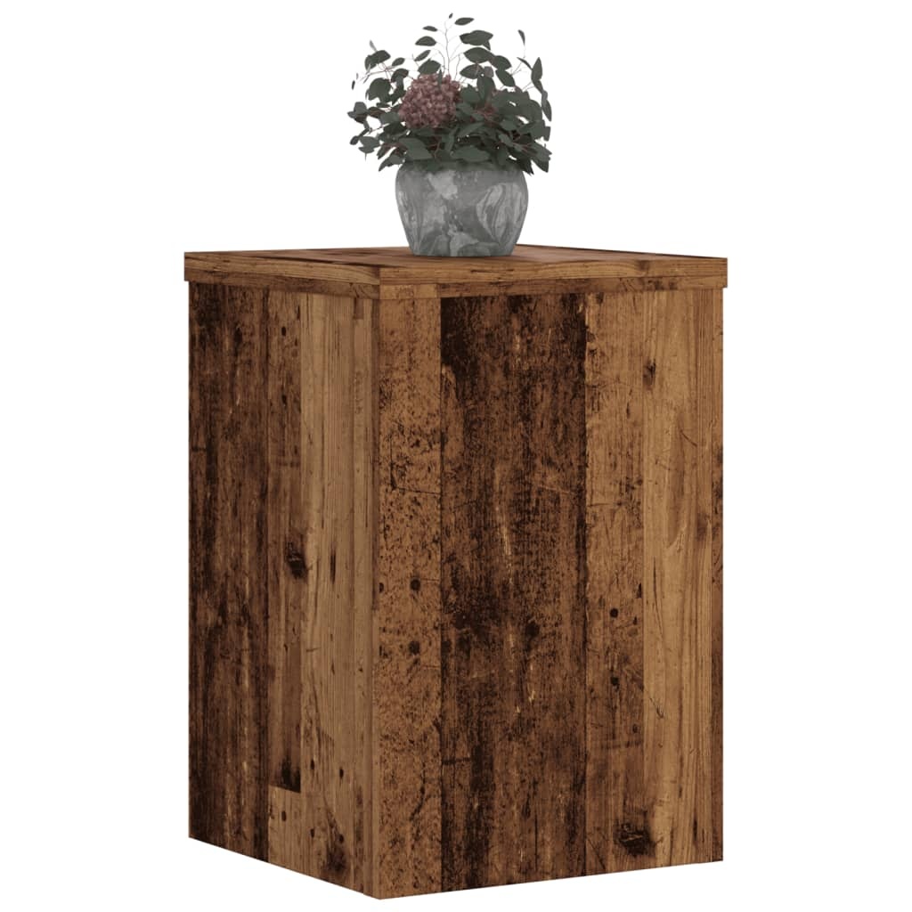 VidaXL Plantenstandaards 2 st 25x25x35 cm bewerkt hout oud houtkleurig