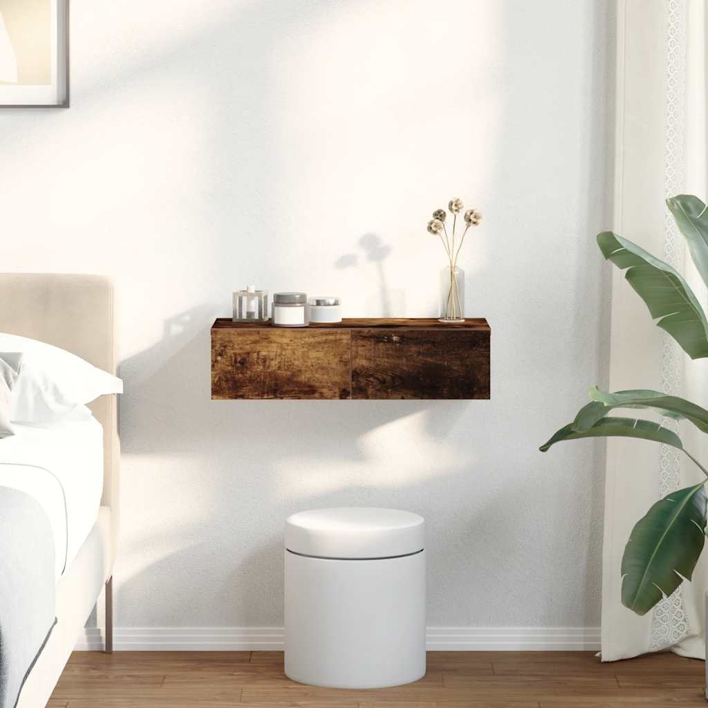 VidaXL Wandschap met lades 60x26,5x15 cm bewerkt hout gerookt eiken