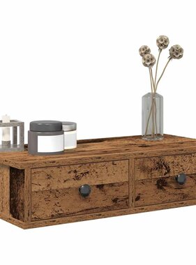 VidaXL Wandschap met lades 60x25x15 cm bewerkt hout oud houtkleurig