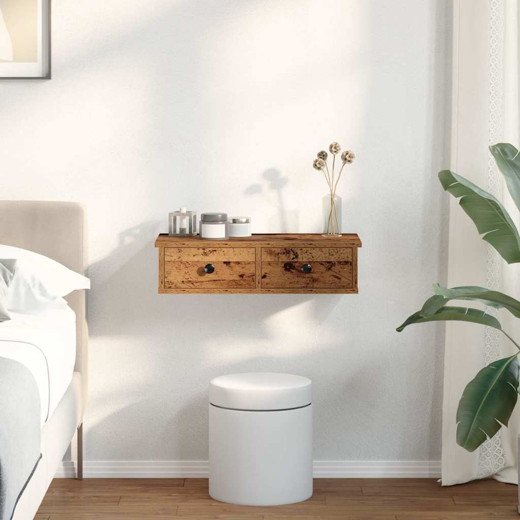 VidaXL Wandschap met lades 60x25x15 cm bewerkt hout oud houtkleurig