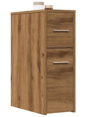 VidaXL Badkamerkast smal met wielen bewerkt hout artisanaal eikenkleur