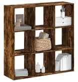 Boekenkast 102x32x102 cm bewerkt hout gerookt eikenkleurig
