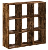 Boekenkast 102x32x102 cm bewerkt hout gerookt eikenkleurig