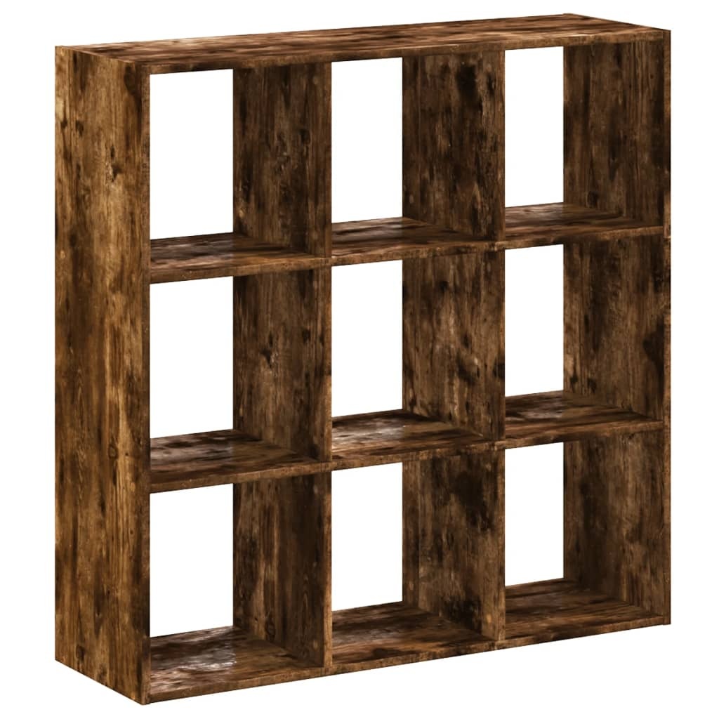 Boekenkast 102x32x102 cm bewerkt hout gerookt eikenkleurig