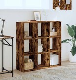 Boekenkast 102x32x102 cm bewerkt hout gerookt eikenkleurig