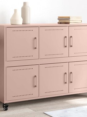 VidaXL Dressoir 100,5x39x72 cm staal roze