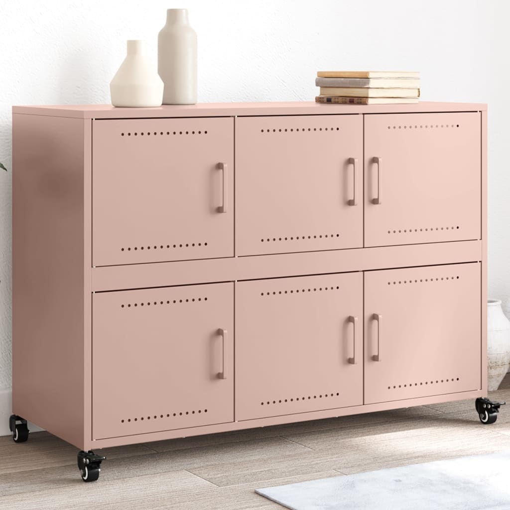 VidaXL Dressoir 100,5x39x72 cm staal roze