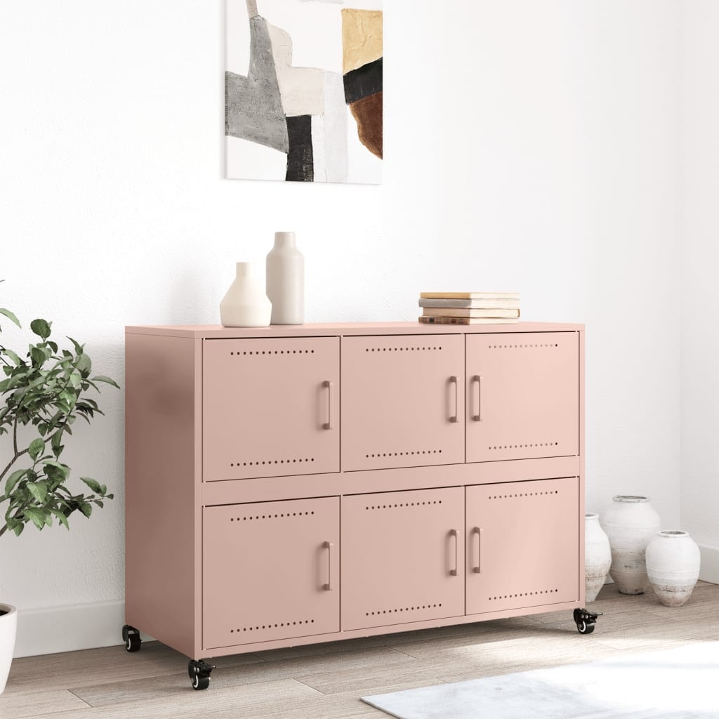 VidaXL Dressoir 100,5x39x72 cm staal roze
