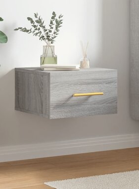VidaXL Nachtkastje wandgemonteerd 35x35x20 cm grijs sonoma eikenkleur