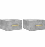 VidaXL Nachtkastjes 2 st wandgemonteerd 35x35x20 cm betongrijs