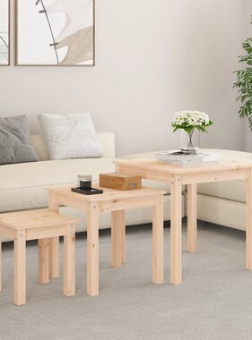 VidaXL Tafeltjesset 3 st massief grenenhout