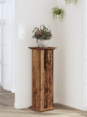 VidaXL Plantenstandaard 33x33x100 cm bewerkt hout oud houtkleurig