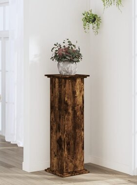 VidaXL Plantenstandaard 33x33x100 cm bewerkt hout gerookt eikenkleurig
