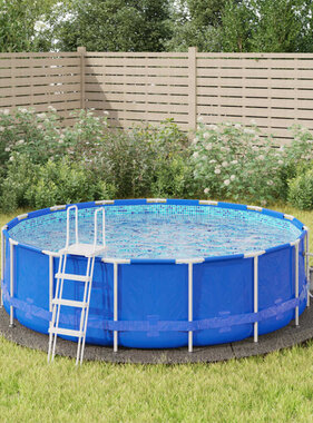 VidaXL Zwembadgrondzeil Ø366 cm polyester geotextiel lichtgrijs