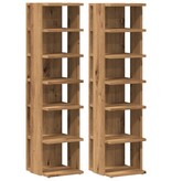 VidaXL Schoenenkasten 2 st 28x27x102 cm bewerkt hout artisanaal eiken