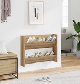 VidaXL Wandschoenenkast 80x18x60 cm bewerkt hout artisanaal eikenkleur