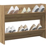VidaXL Wandschoenenkast 80x18x60 cm bewerkt hout artisanaal eikenkleur