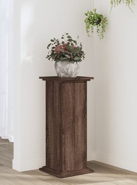 VidaXL Plantenstandaard 33x33x80 cm bewerkt hout bruin eikenkleurig